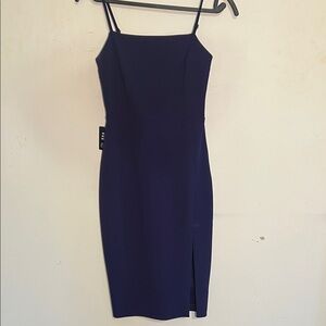 NWT Express Navy Blue Midi Dress Party Dress with Spaghetti Straps Size XS